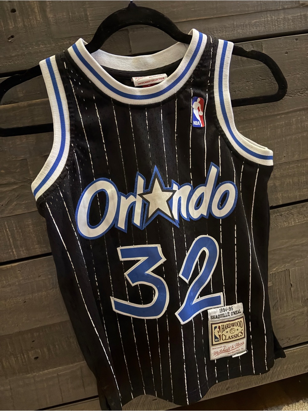 Mitchell & Ness Orlando Magic Black/Blue Pinstripe Jersey #32 (O’Neal)